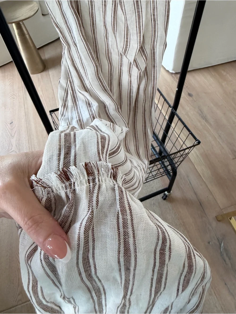 Tory Burch Cream Maxi Dress with Brown Stripes